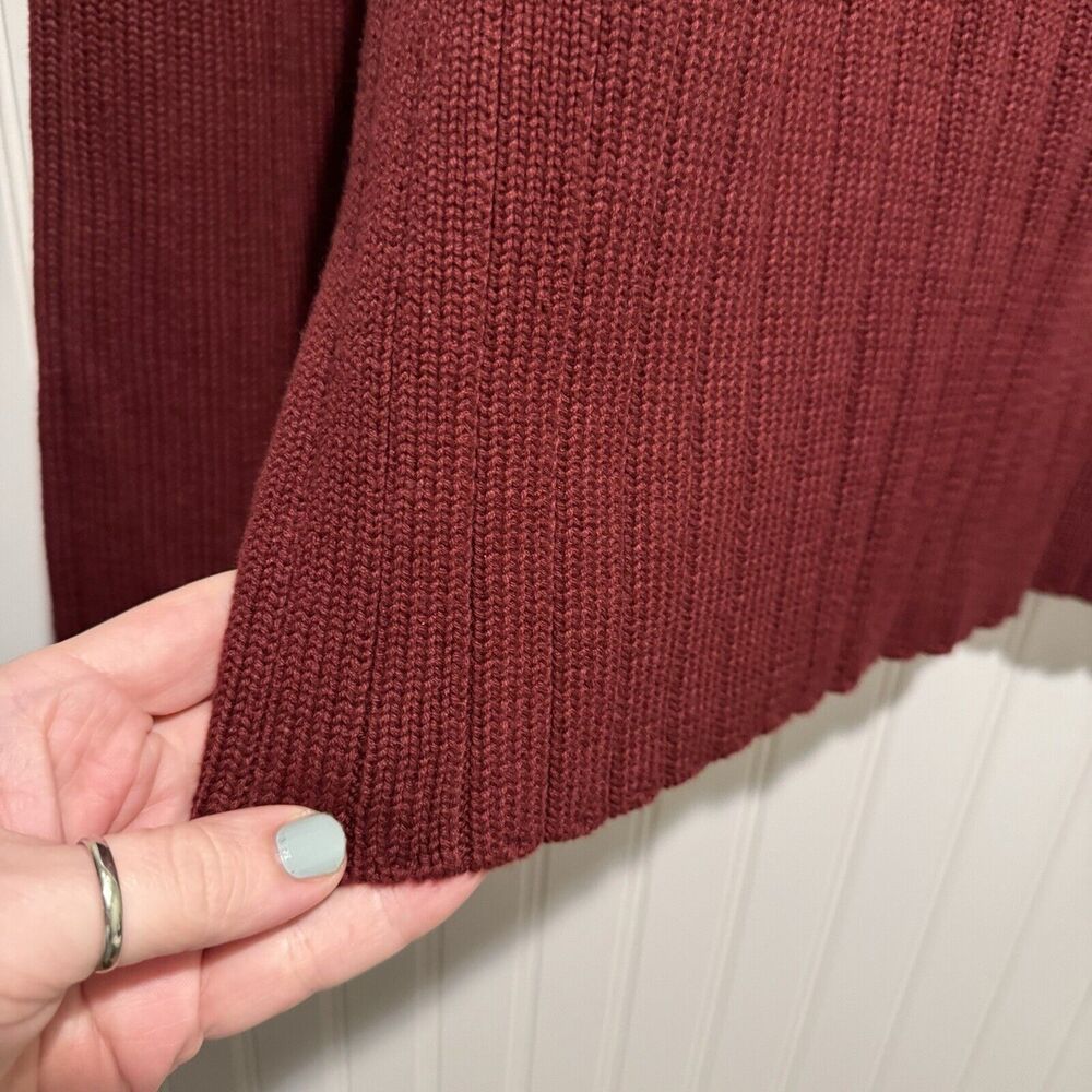 Vintage Y2K Abercrombie Fitch V Neck Sweater Ribbed Maroon Cotton Mens Large - Picture 2 of 5
